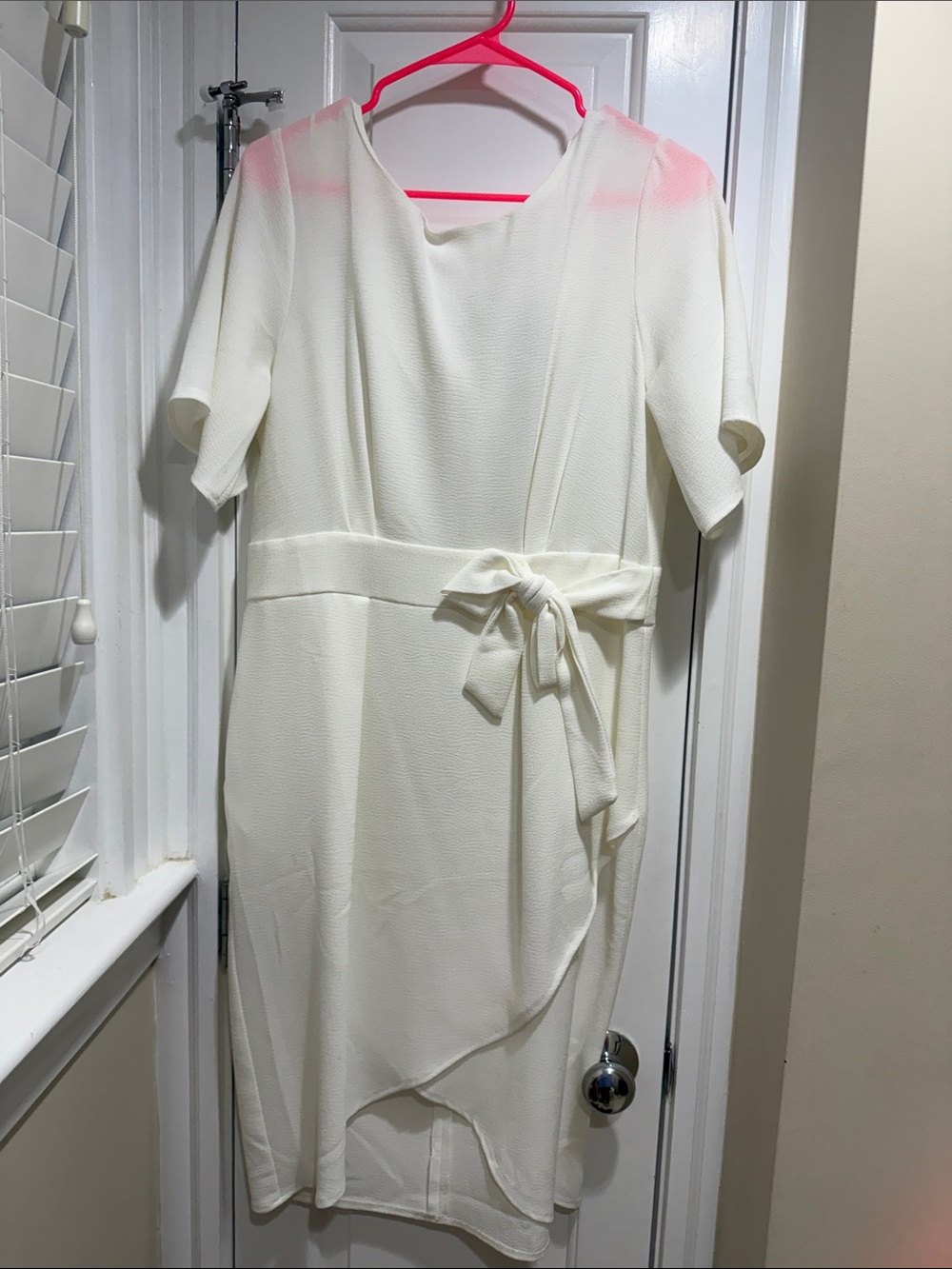 Closet Cream Midi Dress with Tie Waist
